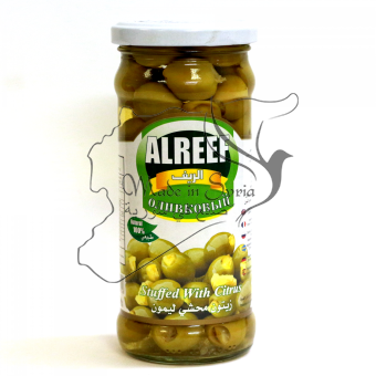 Оливковый ALREEF Stuffed With Gitrus "Фаршированнный цитрусовыми" зеленые оливки (стекло)